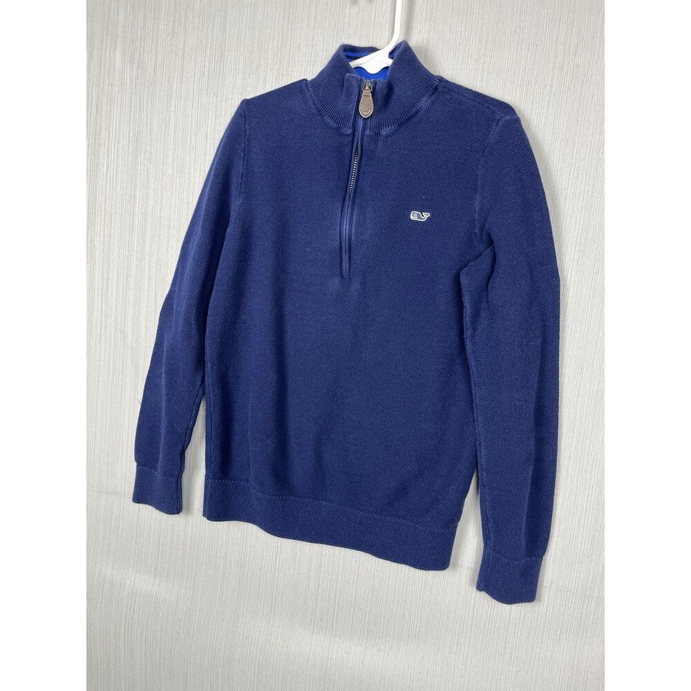 Vineyard Vines Boys S Mock Neck Quarter Zip Pullover Navy Cotton Preppy